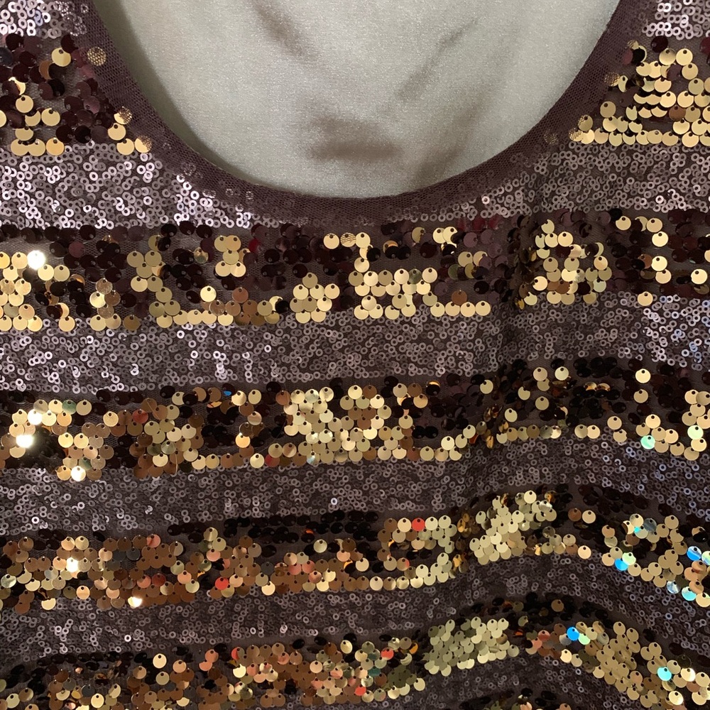 Elie Tahari sequined top in gold and brown tone